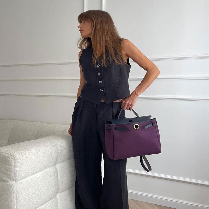 Womem Leinen Baumwolle Chic Weste Hosen Anzug Zwei Stück Set Büro Damen Sommer Chic Frauen Outfits L