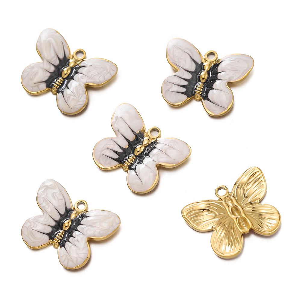 

2Pcs/Lot 15.5*20mm Stainless Steel Gold Plated Enamel Butterfly Pendants for DIY Necklaces Earrings Jewelry Making Accessories білий