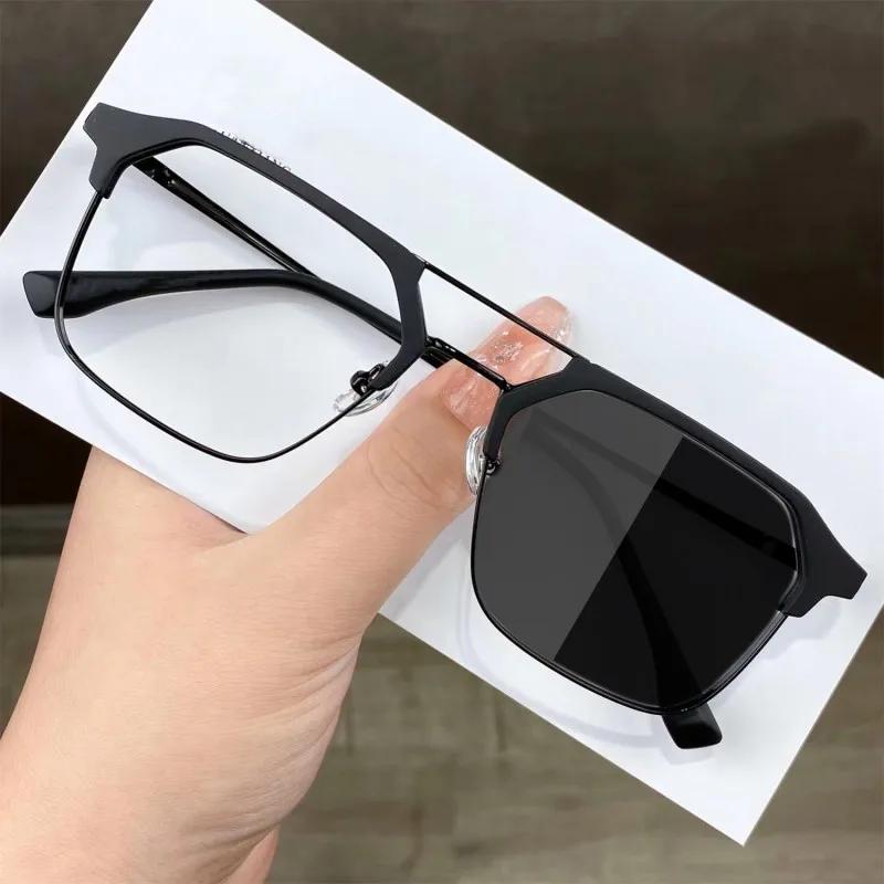 Intelligent Outdoor Color Changing Sunglasses with Diopter Business Double Beam Eyeglasses Optical Prescription Myopia Glasses