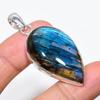 Labradorite Gemstone Handmade 925 Sterling Silver Jewelry Pendant 2.09" KJ-1
