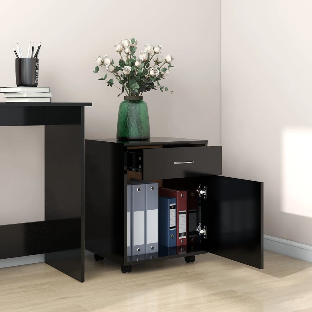 Mobile Cabinet in Black 45 x 38 x 54 cm Particleboard
