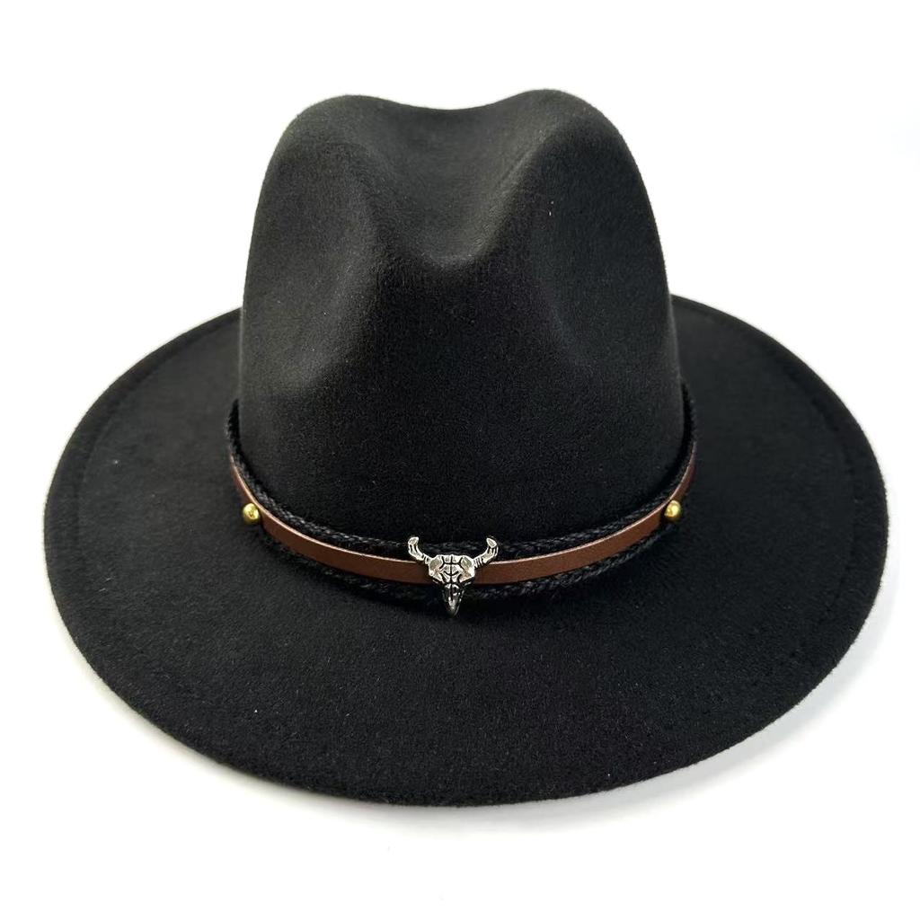 Popular Thousand Bird Grid Double-Sided Top Hat Autumn And Winter Warm British Jazz Hat Personalized Performance Cowboy Hat