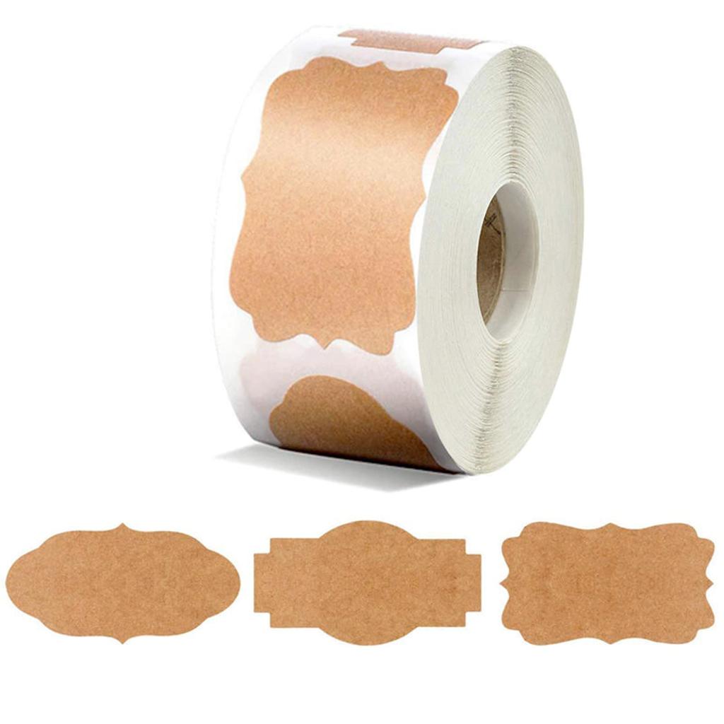 Natural Brown Kraft Paper Gift Tag Stickers Roll 300 Labels Festival Birthday Gift Tag Label Holiday Gift for Thank You Sticker Label