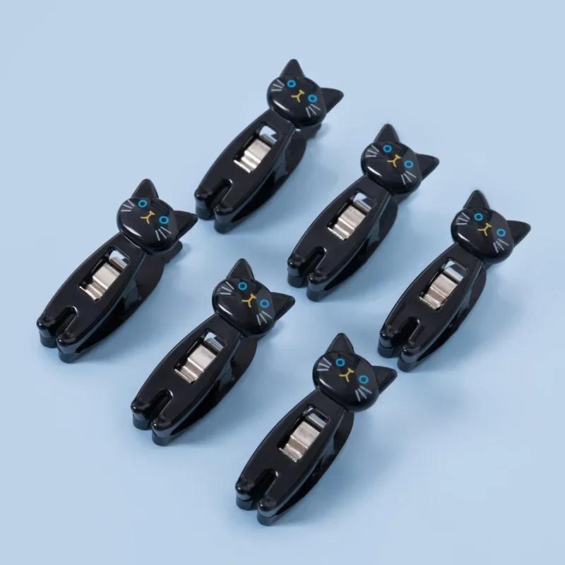 6 /Bag Cartoon Cute Cat Clip Food Seal Clip Note Memo Clip Multi-functional Compact Clothpin For Portable Snack Storage Bag Clip