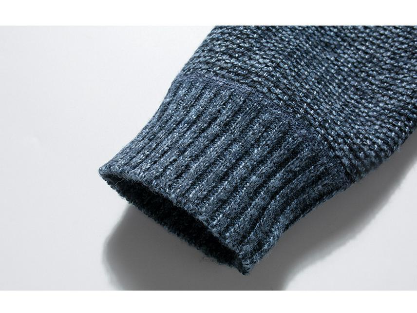 Men's Korean Style Thickened Warm Knit Stand Collar Zipper Sweater