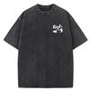 Unisex Sommer kurzärmlig g Gewicht gewaschen Retro Laufen Sport Muster Baumwollstoff reine Baumwolle locker T-Shirt