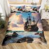 Sailboat Bedding Set Sailing Ship Comforter Cover Ocean Wave Nautical Duvet Cover For Kids Boys Girls Cartoon Ship