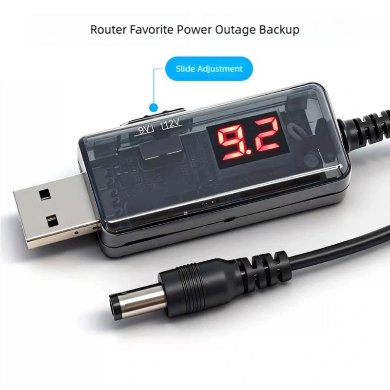 Universal USB to DC5.5mm Boostering Cable with 13 Adapters for Multiple Device Connection in Home Office and Travel