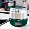 Household Grains Storage Container with 6 Unit Convenient Dry Cereal Organizers Bucket Sealed Rotating Rice Dispenser
