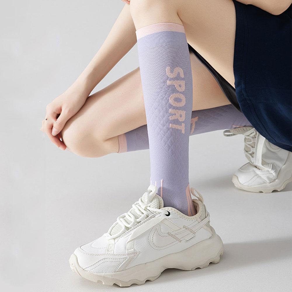 Women's Compression Socks for Sports, Professional Fitness Running Jump Socks, Mid-Calf Yoga Slimming Stockings for Indoor