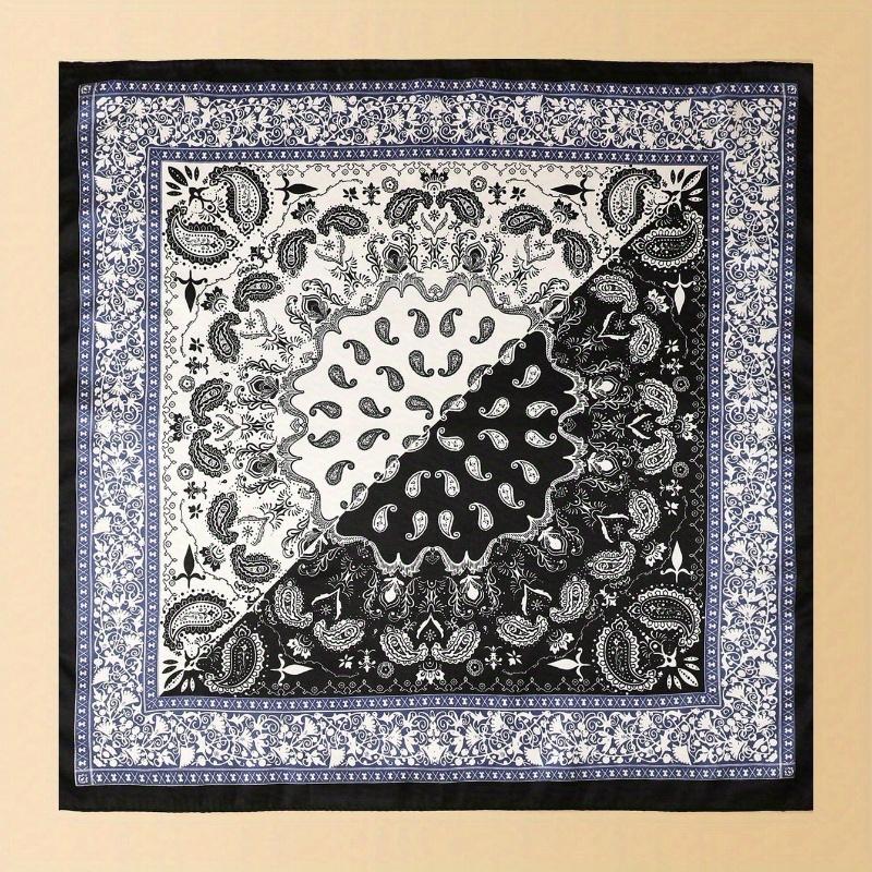 1 Adet Erkek Moda Çok Yönlü Suni İpek Paisley Yama İşi Baskılı 60cm Bandana Boyun Eşarbı