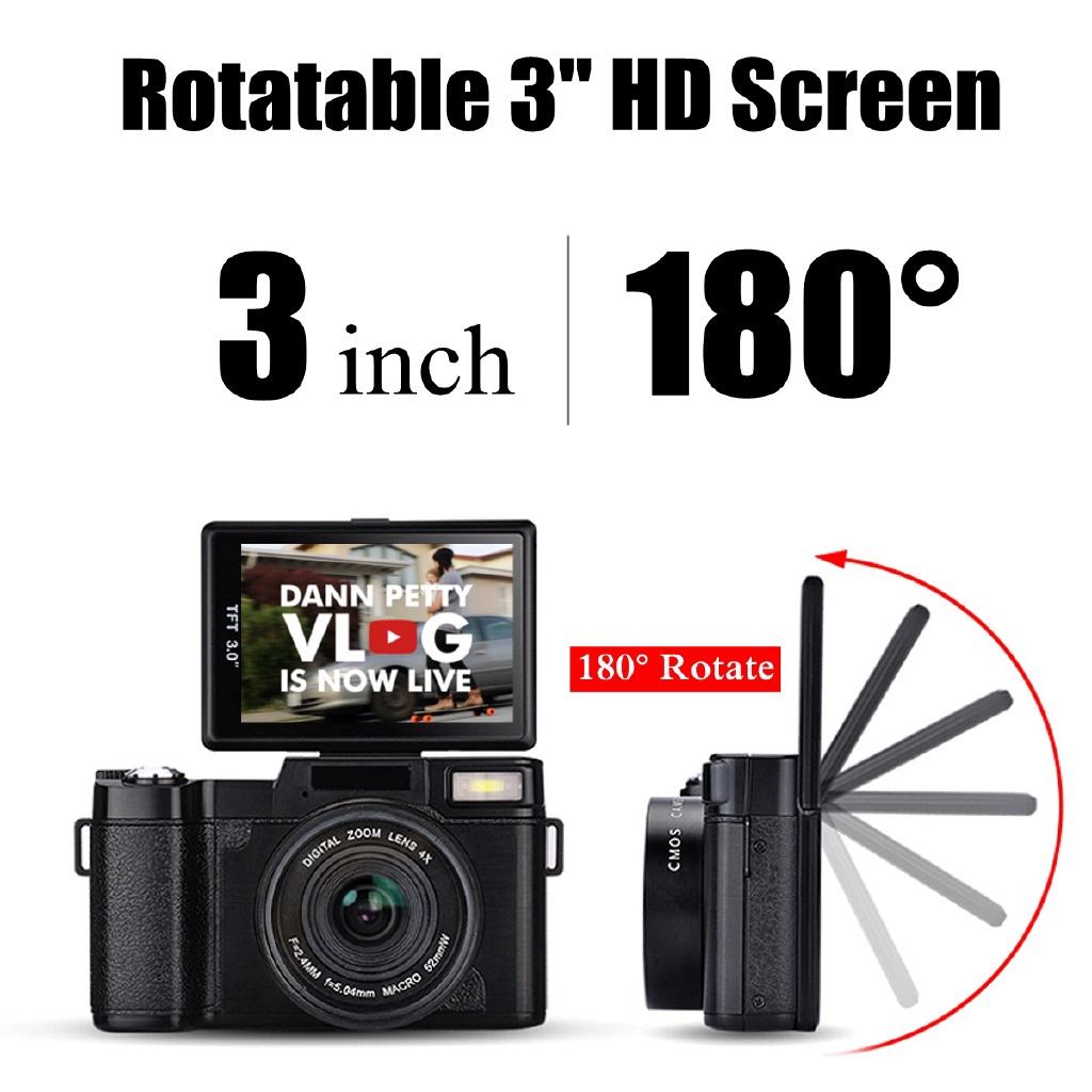 Professional HD 1080P Video Camcorder Full Vlog Digital Camera 8.0 MP CMOS Max 24MP Vlogging Camera