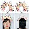 Colorful Silk Flower Crowns Accessory Delicate Handmade Floral Hair Accessory Fabric Flower Headband for Daily Use