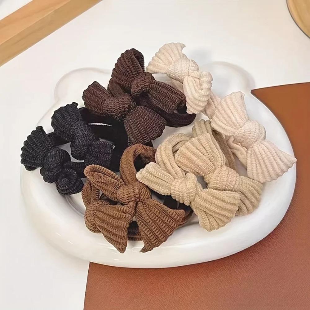 Sweet Style Bow Hair Ties for Women,High Elasticity Fabric Ponytail Holders with Solid Color Bowknot,Minimalist Hair Accessories