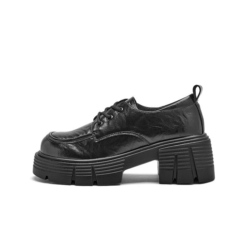 Augustine Black Loafers Women's 2025 New Autumn and Winter British Style Small Leather Shoes Platform Small Single Shoes