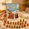 Festliche Partyartikel Hochlandkuh Weihnachtskalender mit 24 Acryl-Anhängern, Countdown-Geschenk für Box Weihnachtsbaum-Hängedekoration Und