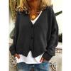 YYFS Maglioni a maniche lunghe con scollo a V, stampati in tinta unita, casual, autunno inverno, da donna