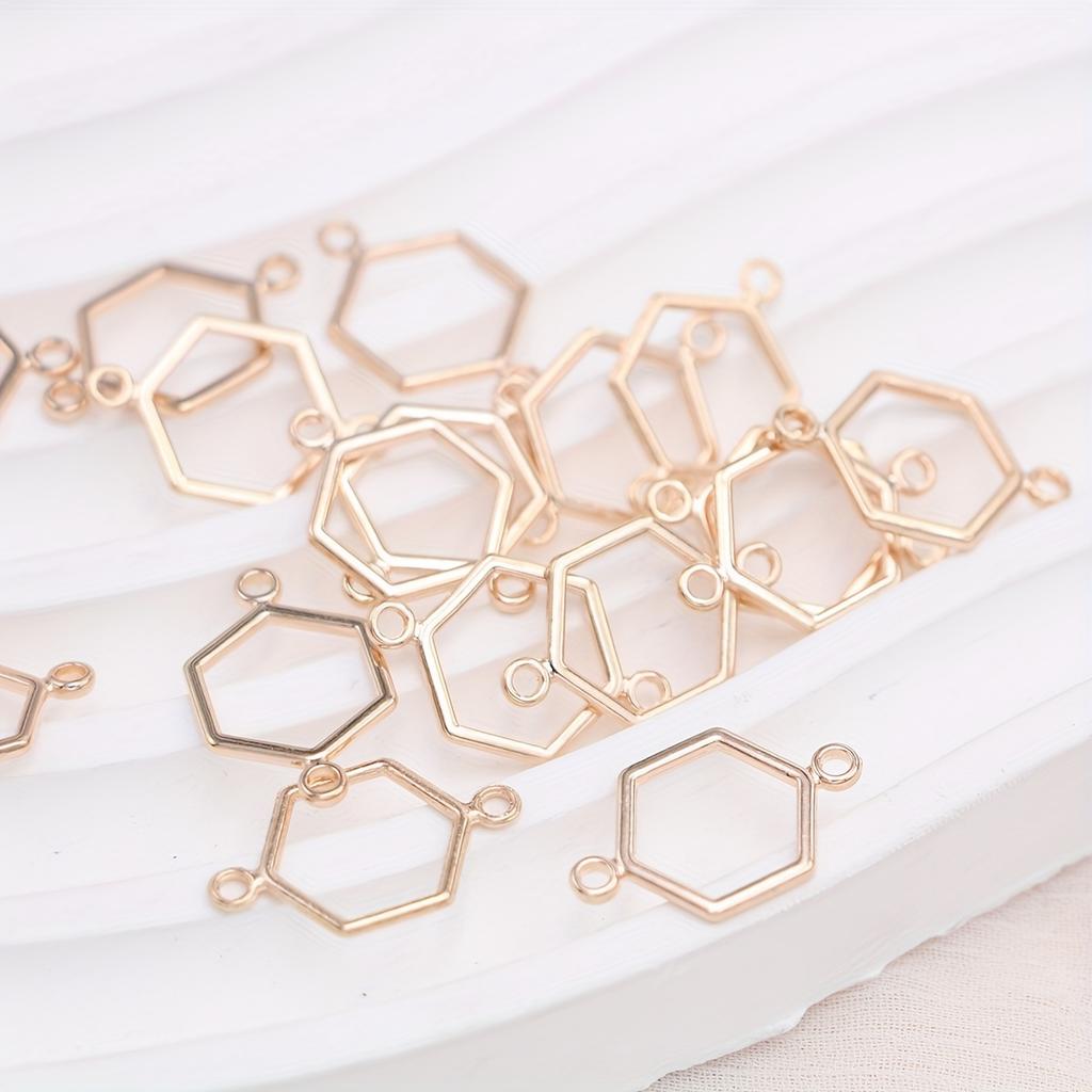 30Pcs Silver Plated Hexagon Charms Honeycomb Connectors For Jewelry Making Diy Bracelet Earrings Accessories