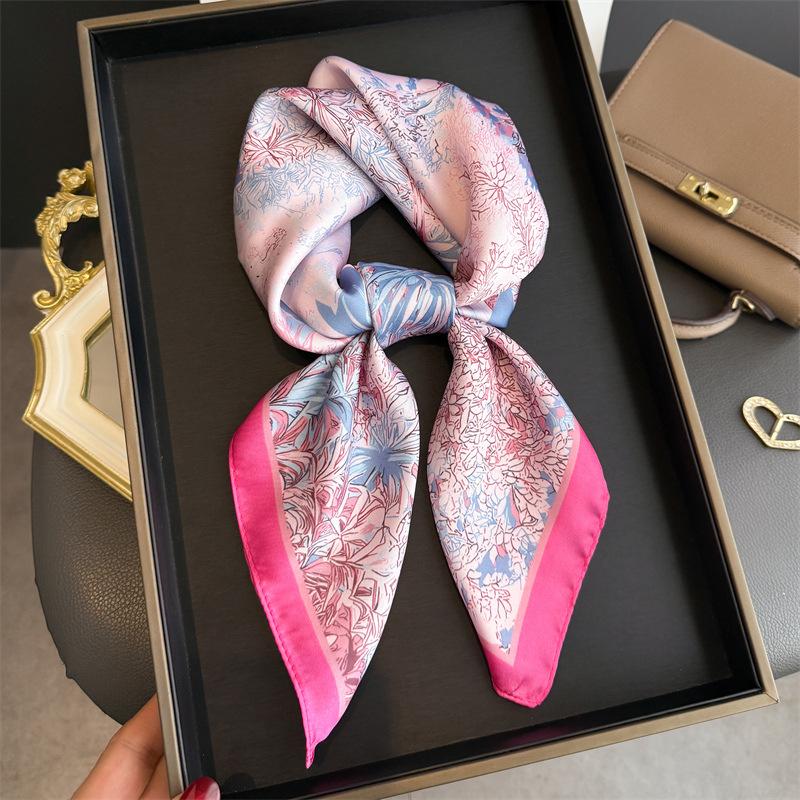 New Silk Scarf Neckerchief Women's Silk Square Scarf Luxury Summer Headband Lady Designer Silk Head Scarf Hair Band Tie Ribbon