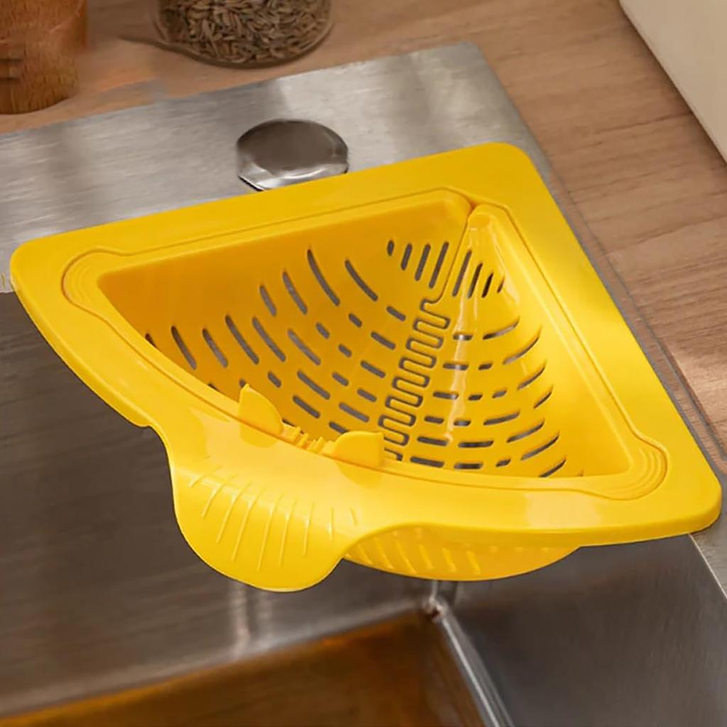 & Filter Punch Triangular Strainer With Open Bottom Strong Corner Kitchen Organizer For Washing & Vegetables Ceiling Duster