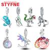 Authentic Original Copper Metal Dinosaur Chameleon Dragon Charm Bead Components Bead Components Compatible With Bracelet High Quality Fine Jewelry