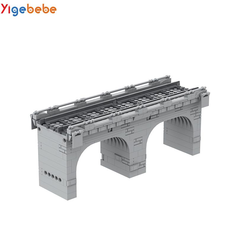 Yigebebe City Street View Traffic Bridge Viaduct Train Track 317PCS Building Block Model DIY Educational Toys Gifts for Children