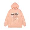 Mens Oversized Hooded Sweatshirt With Spiderweb Foam Print Cotton Fleece-Lined