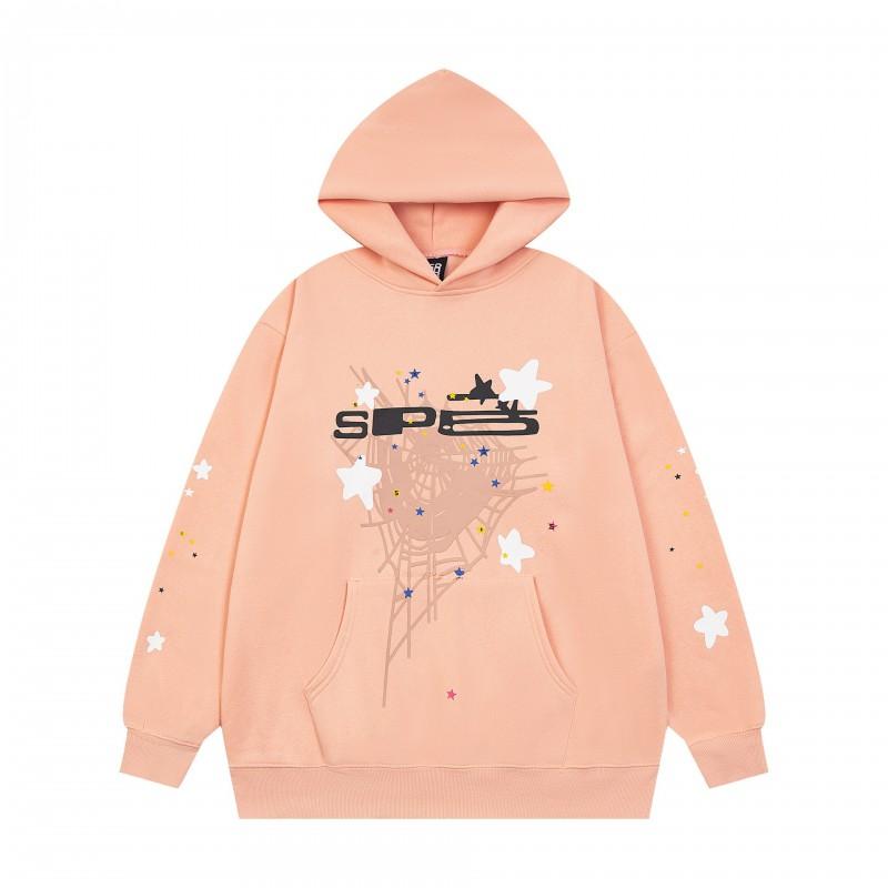 Mens Oversized Hooded Sweatshirt With Spiderweb Foam Print Cotton Fleece-Lined