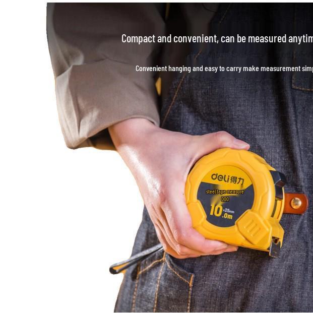 Deli DL9010B High-Precision 10m x 25mm Steel Tape Measure - Retractable, Thickened, Widened, Wear-Resistant Ruler.