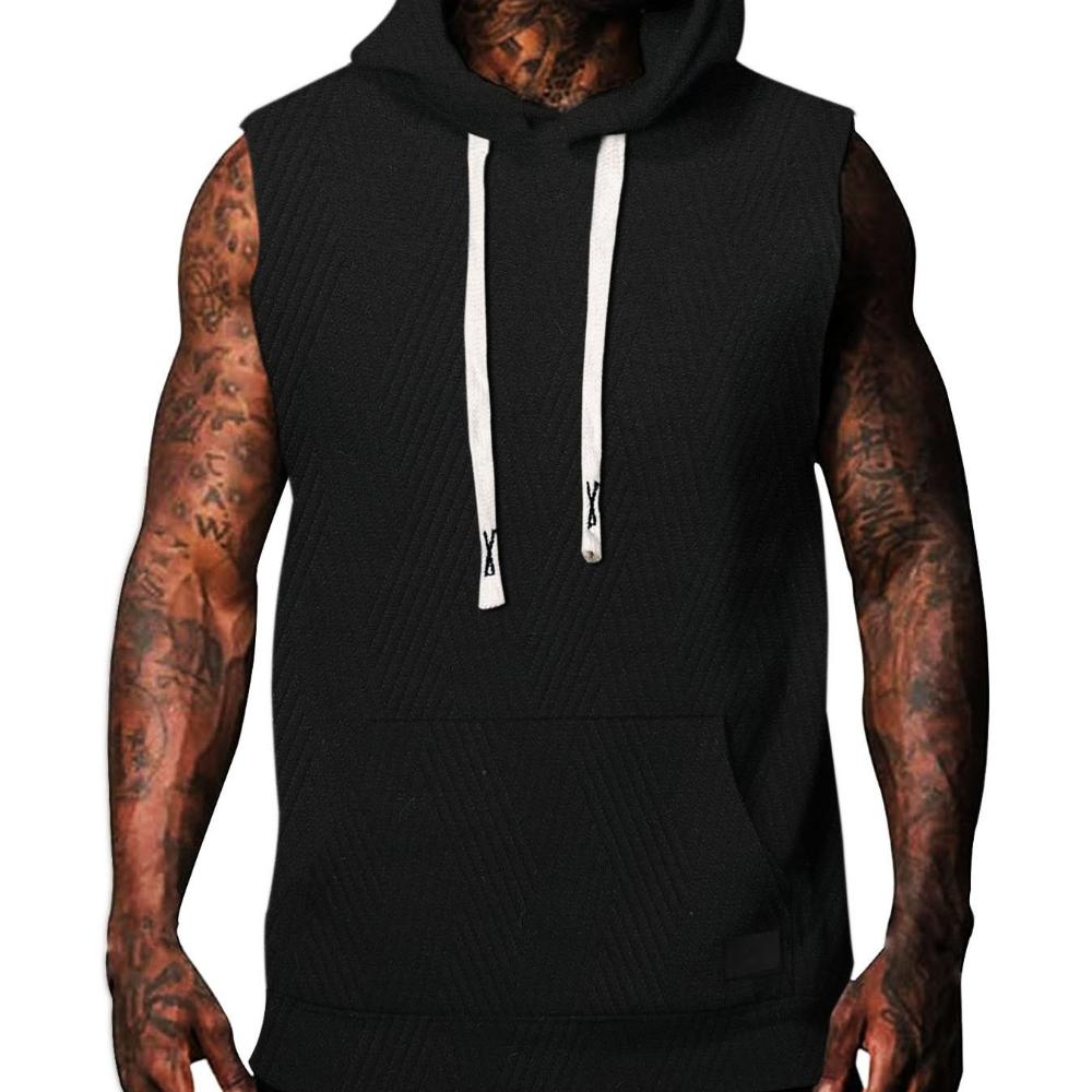 

Men s Sleeveless Vest, Casual Hooded Sweatshirt, T-shirt, Hip-hop Sports Shirt, Loose Fit Casual Sleeveless Hooded Tank Men s Streetwear Workout Vest XXXL чорний