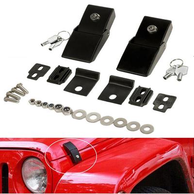 Car Accessories Stainless Hard Hood Lock Assembly Locking Hood Catch Kit Black FOR 2007-2018 Jeep Wrangler JK &
