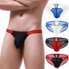 Men Briefs Low Waist Ice Silk Breathable Contrast Color Elastic Anti-septic Patchwork