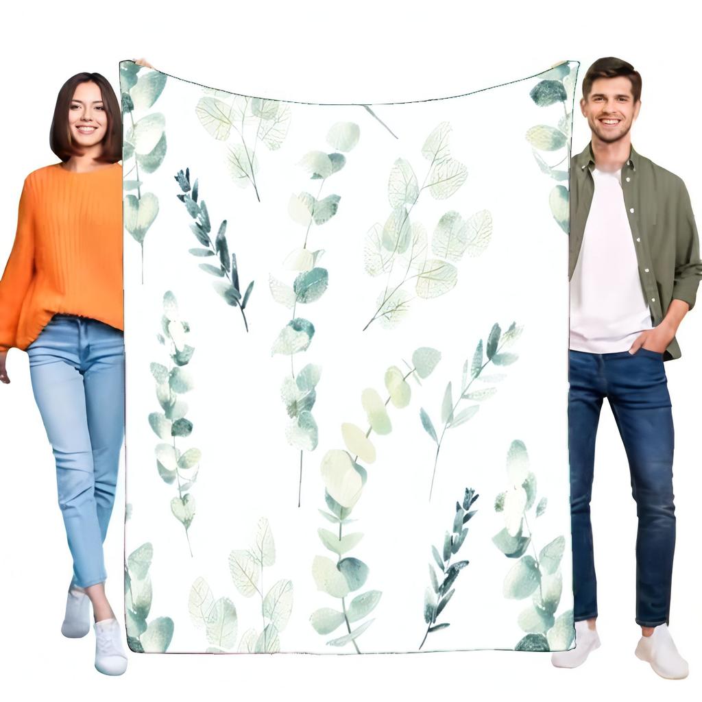 Floral Leaf Pattern Blanket Soft Cozy Throw for Bed Couch Lightweight Perfect for Home Décor or as a Birthday Gift for Friends a