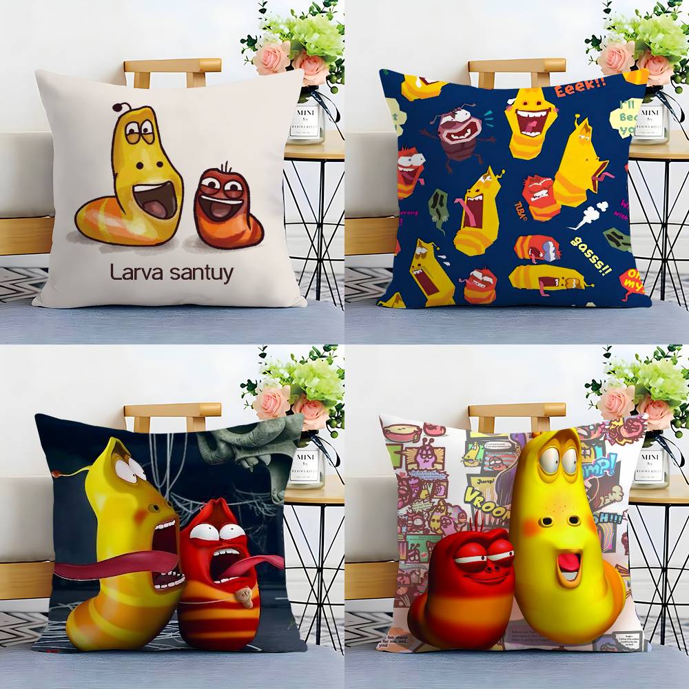 Funny L-Larva Cartoon Pillow Case Plush Fabric Soft Double Sided Print Sofa Cushion Cover Throw Pillow Covers