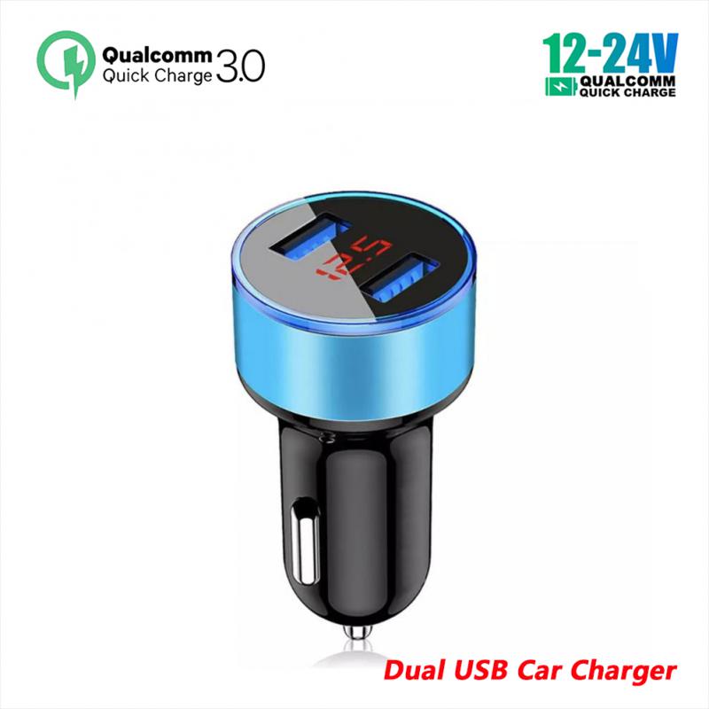Car Charger Qc3.0 3.1a Dual Usb Mobile Phone Led Digital Fast Charging Charger Auto Lighter Adapter For Iphone Xiaomi