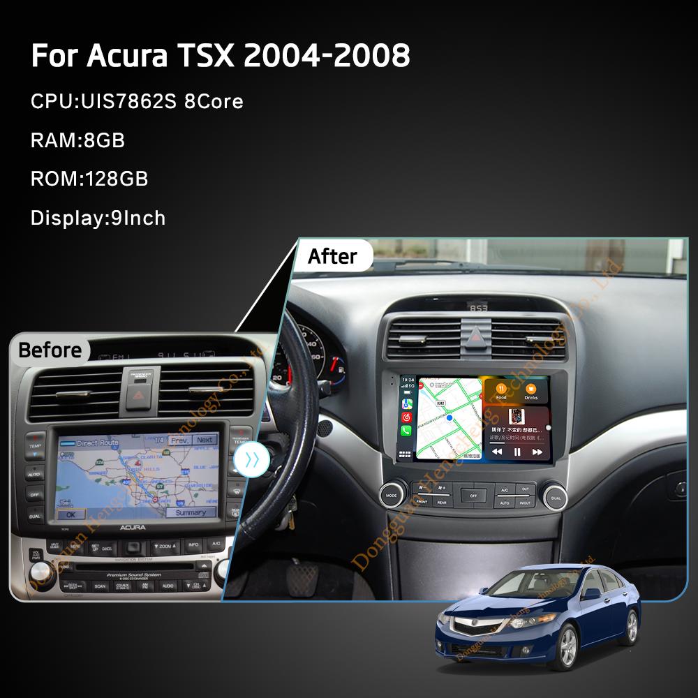 9Inch For Acura TSX 2004-2008 GPS Navigation Radio Android12 8+128G 8Core CarPlay 4G Host 360Camera Car Multimedia Video Player