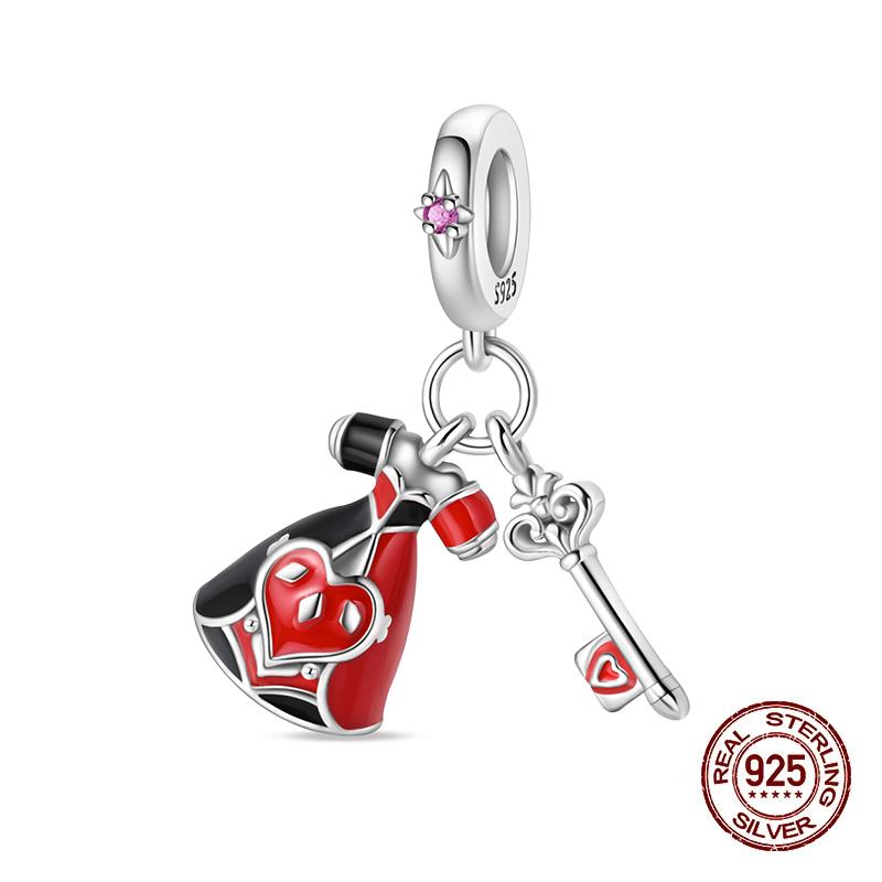 100% Copper Strawberry Lipstick Ladybird China Red Charms Beads Fitoriginal Bracelets For Women Diy Jewellery