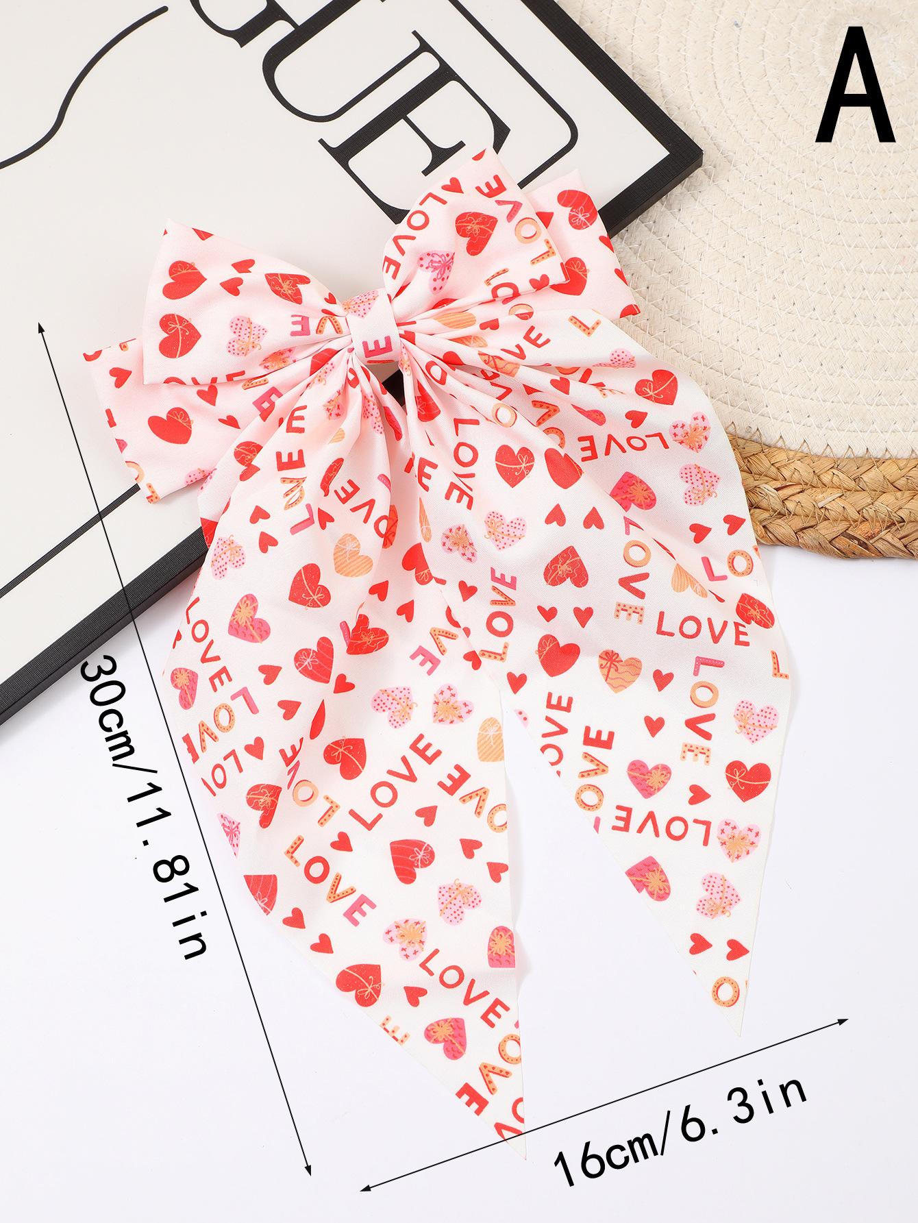 

День святого Валентина Милая корейская женская заколка-лента с бантом для волос с пружинным зажимом, двухслойный бант Size fits all