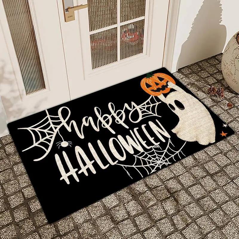 VIKAMA Halloween Ghost Pumpkin Floor Mat Indoor and Outdoor Entry Doormat Non-Slip Bathroom Bedroom Rug Home Decor