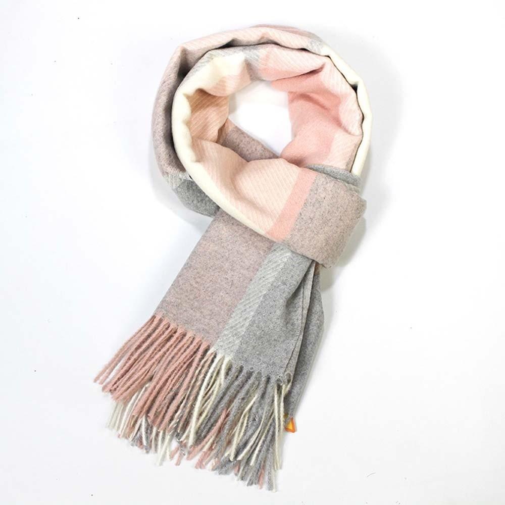 Wool Knitted Wool Scarf Polyester Long Neckscarf with Tassel Soft Classic Plaid Scarf  Autumn