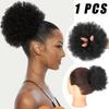African Curly Synthetic Hair Bun for Women, Daily Volume-Boosting Wig