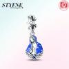 Authentic Blue Doll Girl Pendant Angel Religious Cross Bead Charms Compatible With Bracelets Copper Women Diy Fine Gift Necklaces Accessory Set