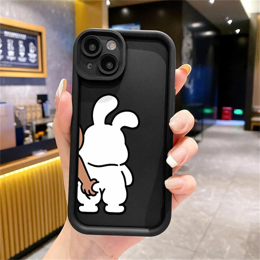 Best Friend Bear Rabbit Case for Apple iPhone 11 15 Pro Max 14 Plus 13 12 16 Shockproof Protective Silicone Funda Phone Cover