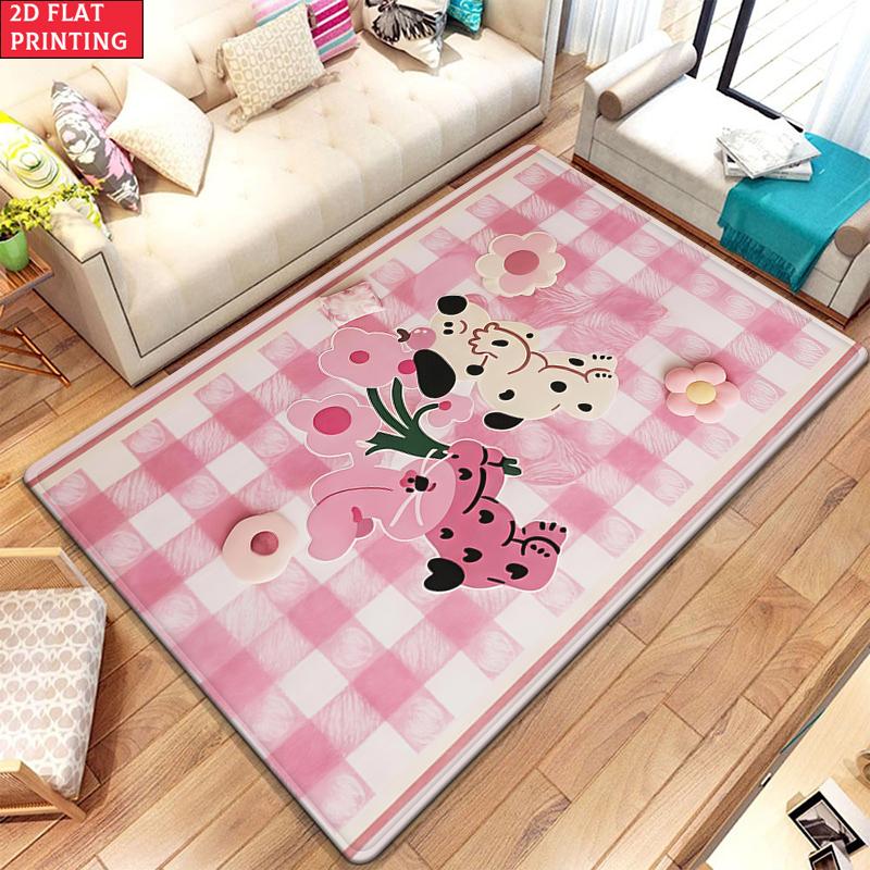 Kawaii Cartoon Bear Large Room Carpet Non Slip Cartoon Kids Bedroom Living Room Floor Mat Home Decor Children's Play Carpet