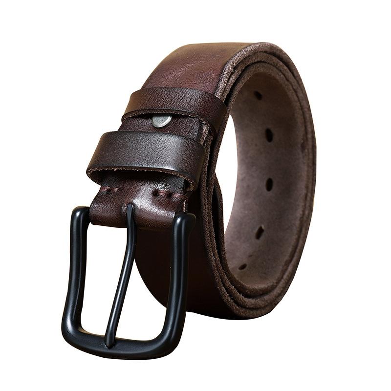 Men's Leather Belt First Layer Pure Cattlehide Leather Pin Buckle Retro Simple Versatile Korean Style Youth Pants Belt