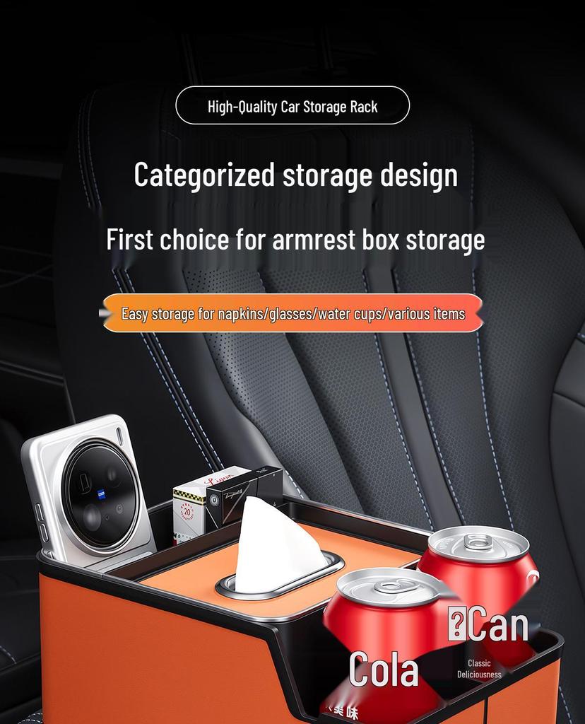 Compatible Tissue Box and Cup Holder for Zeekr Models X007, 001, 009, 7X, 8X, 9X, MIX - Car Armrest Storage Solution