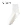 5 Pairs of Female Autumn and Winter Pure Color Cotton Sweat Absorbing Deodorizing Stockings