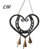Atmospheric Outdoor Pendant Vintage Metal Heart Shape Wind Chimes Pendant, Retro Distressed Love Three Bells Sweet Tone Garden Chimes, Waterproof