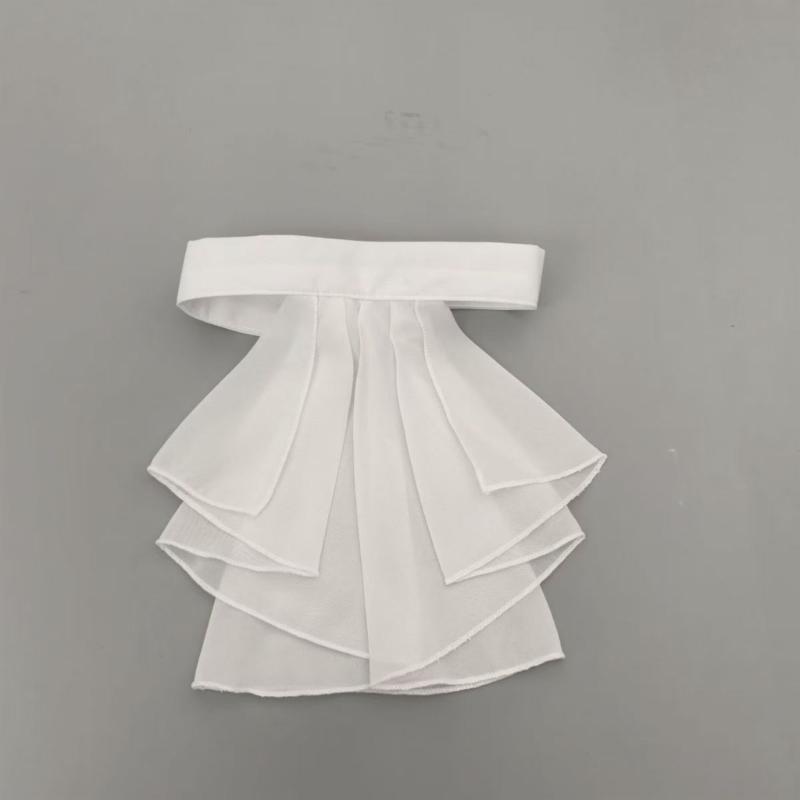 Elegante Collare Finto in Chiffon Staccabile Multistrato a Ruffle Collare per Matrimoni Spettacoli sul Palco Feste in Costume