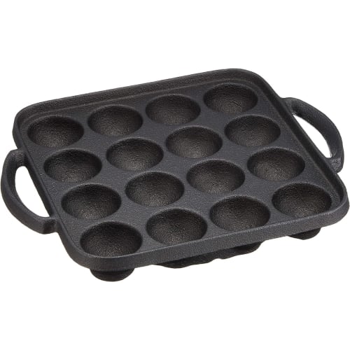 Ikenaga Iron Works Takoyaki Maker, 16-Cavity, IH Compatible, Made In Japan, Cast Iron Plate, Black, Dencho Senka